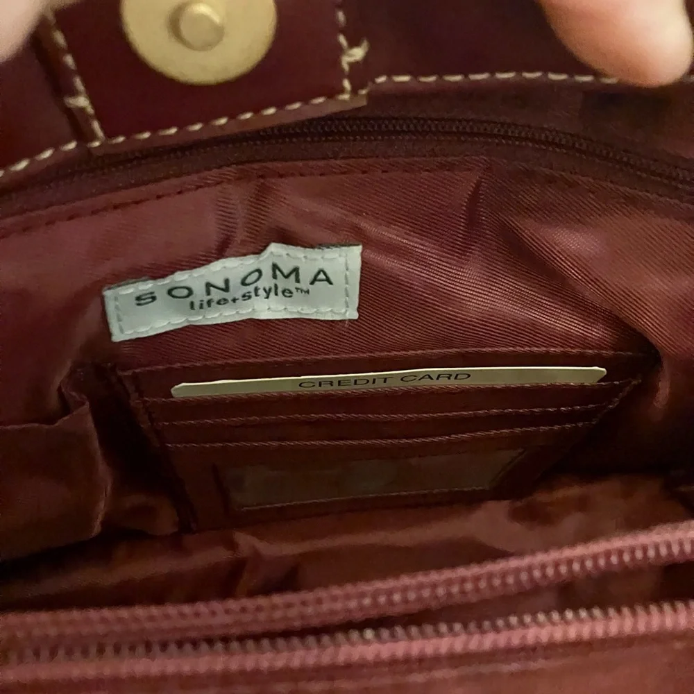 Sonoma Burgundy Leather Satchel - Picture 4 of 9